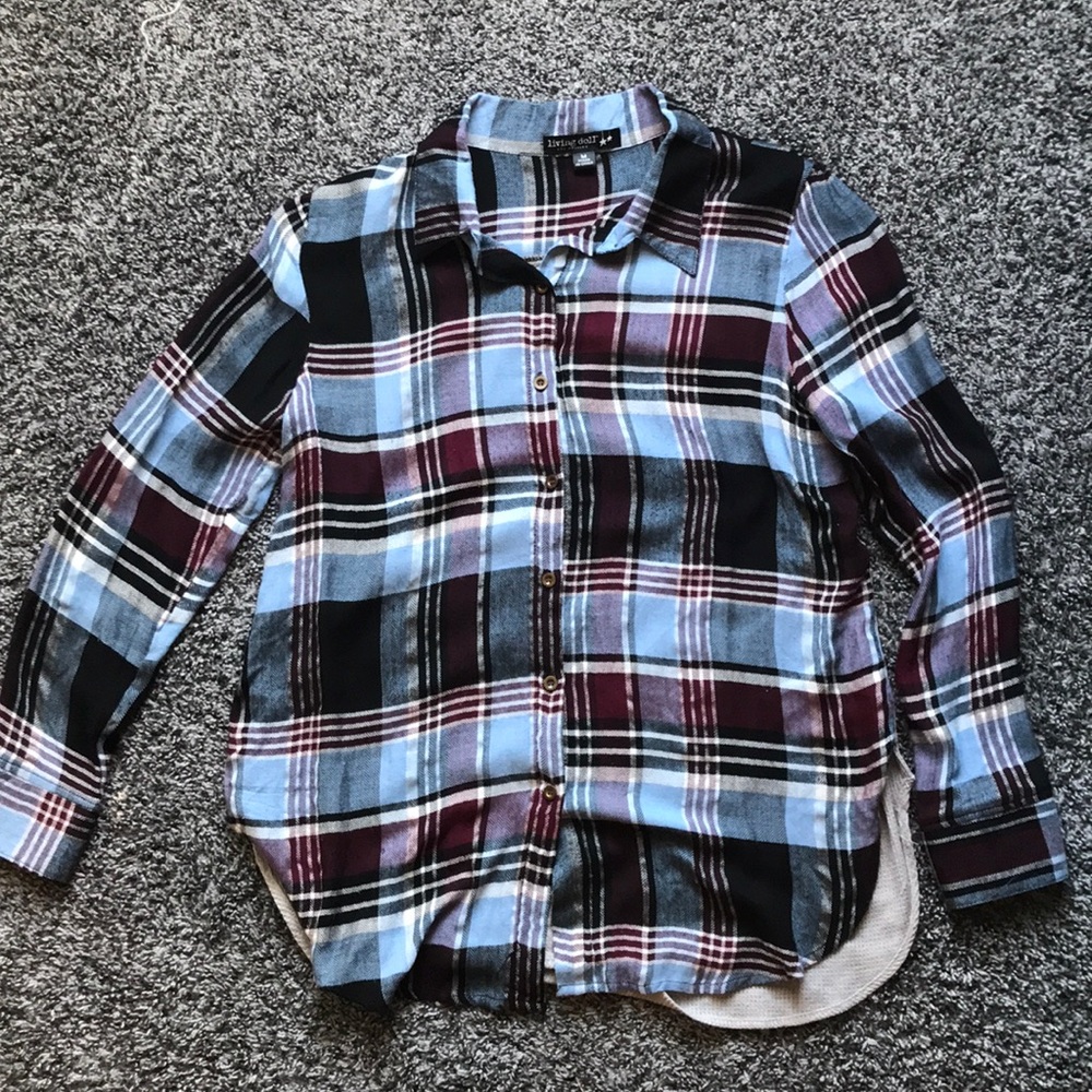 Living Doll plaid button up shirt